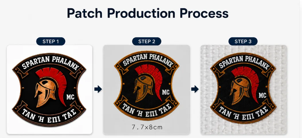 Custom patch order process from proof review to shipment